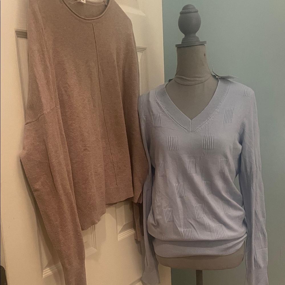 Women's Beige and Light Blue Sweaters! Beige used Light blue new with tag